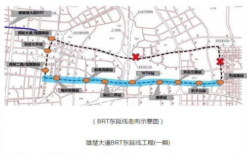 武漢BRT東延線站點規劃圖（通車時間）