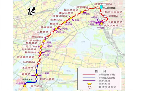 武漢地鐵5號線最新線路圖（開通時間+最新站點）