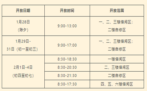 2025湖北省圖書館春節開放時間和活動安排